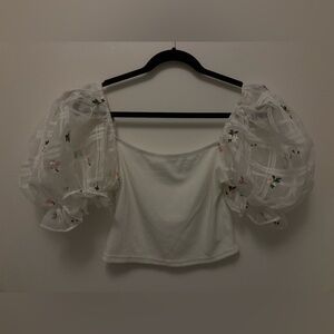 floral puff sleeve crop tee , coquette, fairy